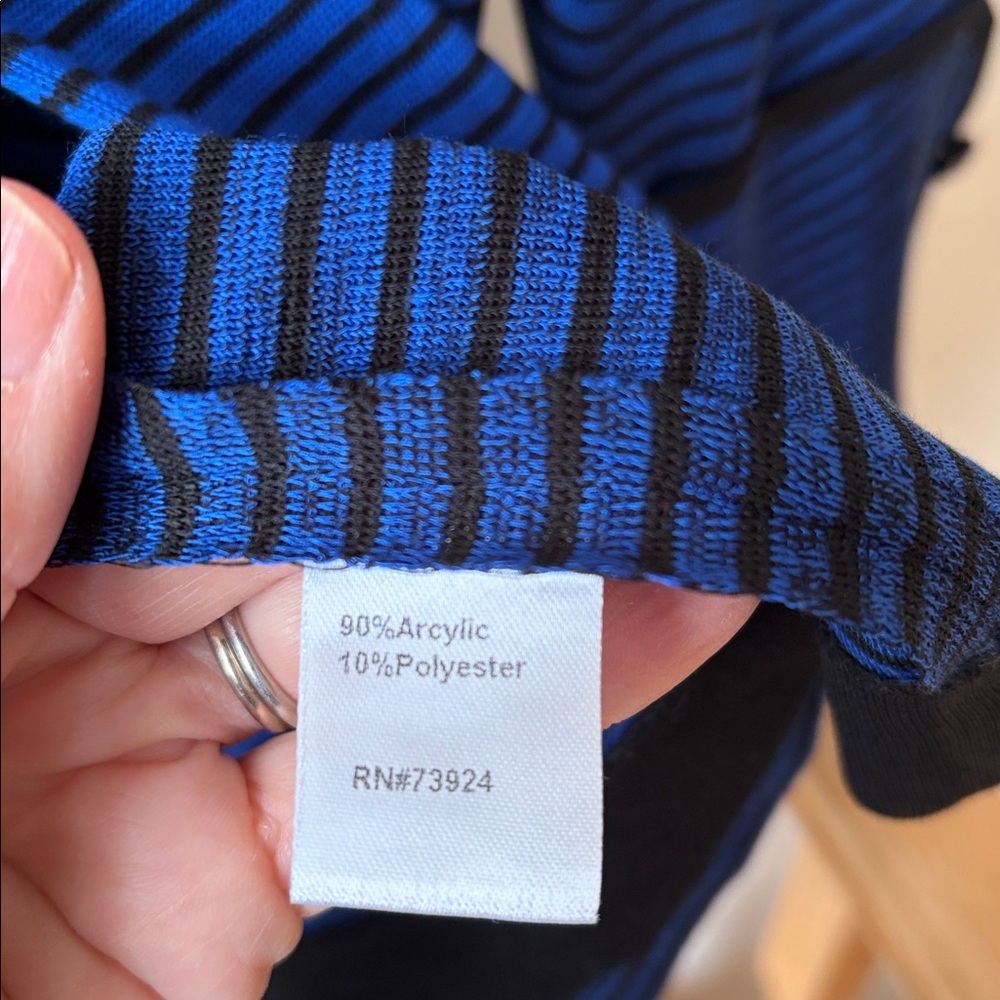 Ming Wang Knit Collared Jacket Easy Care Blue Black Stripe Small NWT - Picture 5 of 6